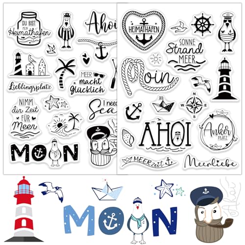 Silikon Stempel Maritim 2 Blatt Silikonstempel Set Leuchtturm Klare Stempel Meer Maritime Sprüche Deutsch Stempelmotive Clear Stamps zum Kartenbasteln DIY Scrapbooking Fotoalbum Geschenkanhänger Silikon Stempel Maritim 2 Blatt Silikonstempel Set Leuchtturm Klare Stempel Meer Maritime Sprüche Deutsch Stempelmotive Clear Stamps zum Kartenbasteln DIY Scrapbooking Fotoalbum Geschenkanhänger von BOOMTOP