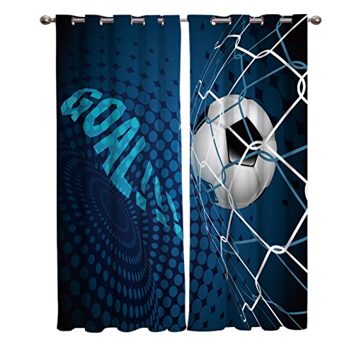 BOONGA Fußball 2er-Set Verdunklungsgardine Blickdicht - Fußball Blackout Abdunkelnde Vorhang mit Ösen für Hotels Wohnzimmer Schlafzimmer Kinderzimmer 160 x 132 cm von BOONGA