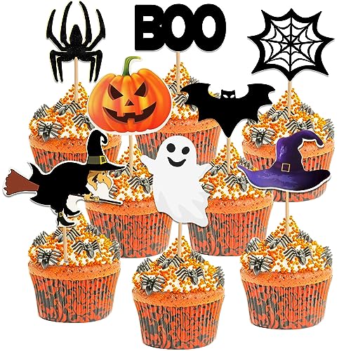 BOOSHMall Halloween Cupcake Topper, 48 Stück Halloween Muffin Deko, Halloween Kuchen Deko, Halloween Kuchen Flaggen, für Halloween Party BOOSHMall Halloween Cupcake Topper, 48 Stück Halloween Muffin Deko, Halloween Kuchen Deko, Halloween Kuchen Flaggen, für Halloween Party von BOOSHMall