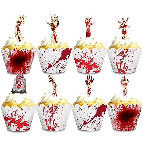 BOOSHMall 48 Stück Halloween Cupcake Topper, Muffin Deko, Horror Tortendeko für Party Kuchen Käseplatte Vorspeisen Dekor BOOSHMall 48 Stück Halloween Cupcake Topper, Muffin Deko, Horror Tortendeko für Party Kuchen Käseplatte Vorspeisen Dekor von BOOSHMall