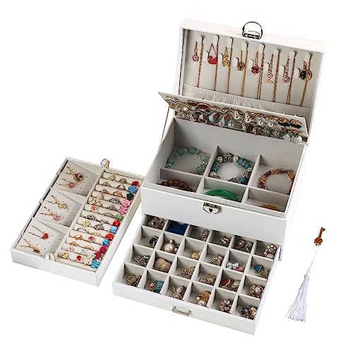 BOOVO Ohrring-Schmuckschatulle für Mädchen, Ring- und Halsketten-Organizer, weiße Schmuckschatullen für kleine Mädchen, Ohrringe, Schmuck-Organizer und Aufbewahrung für Frauen BOOVO Ohrring-Schmuckschatulle für Mädchen, Ring- und Halsketten-Organizer, weiße Schmuckschatullen für kleine Mädchen, Ohrringe, Schmuck-Organizer und Aufbewahrung für Frauen von BOOVO