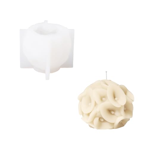 BOOWAN NICOLE 3D Blumenzwiebel Kerze Silikonform,Blumenkugel Silikon Kerzenform,Kerzenherstellung Gießform für Muttertag Geschenk (LZ0686) von BOOWAN NICOLE