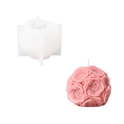 BOOWAN NICOLE 3D Blumenzwiebel Kerze Silikonform,Blumenkugel Silikon Kerzenform,Kerzenherstellung Gießform für Muttertag Geschenk (LZ0688) von BOOWAN NICOLE