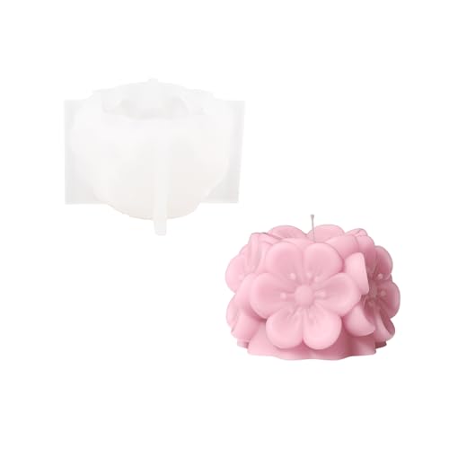 BOOWAN NICOLE 3D Sakura Kerze Silikonform,Blumen Silikon Kerzenform Kerzenherstellung Gießform für Muttertag Geschenk von BOOWAN NICOLE