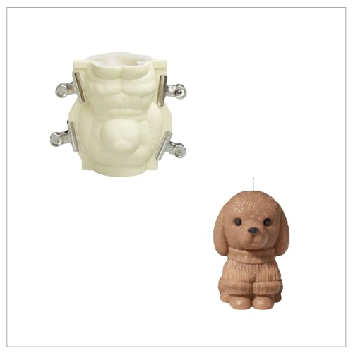 BOOWAN NICOLE 3D Welpe Kerze Silikonform,Puppy Kerzenformen zum Gießen Kerzenherstellung Gießform für Geschenk DIY (LZ0876) von BOOWAN NICOLE