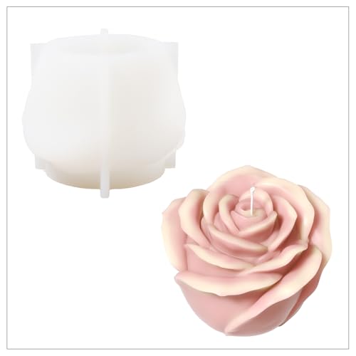 BOOWAN NICOLE Bloom Rose Kerze Silikonformen 3D Kerzenformen zum Gießen Set für Kerzenherstellung Handwerk Ornamente (LZ0856) von BOOWAN NICOLE