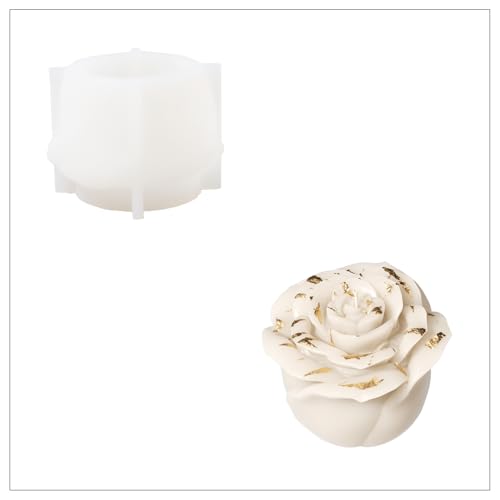 BOOWAN NICOLE Bloom Rose Kerze Silikonformen 3D Kerzenformen zum Gießen Set für Kerzenherstellung Handwerk Ornamente (LZ0857) von BOOWAN NICOLE