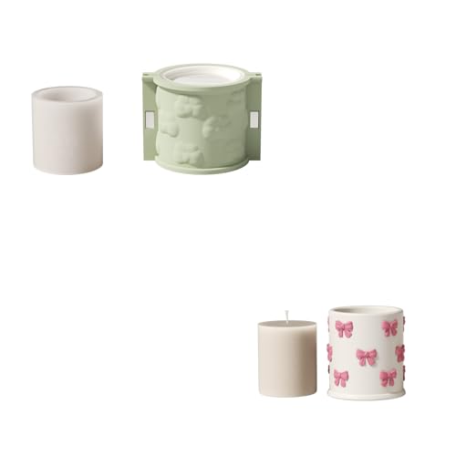BOOWAN NICOLE Bogen Kerzen Jar Kerzengefäße Beton Silikonformen mit Kerzen Nachfüll Silikonformen,Jesmonite Kerzenständer Gips Gießformen für Kerzenherstellung Handwerk (SH1204+LZ0838) von BOOWAN NICOLE