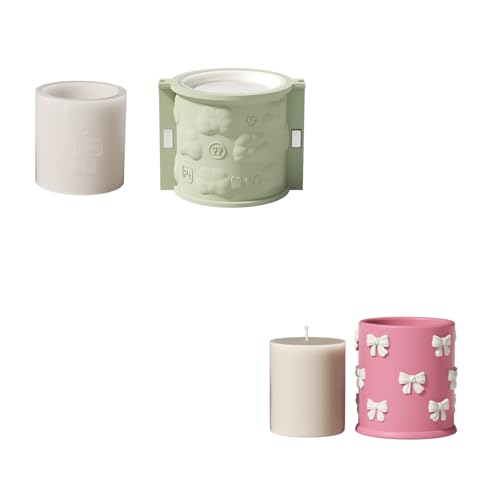 BOOWAN NICOLE Bogen Kerzen Jar Kerzengefäße Beton Silikonformen mit Kerzen Nachfüll Silikonformen,Jesmonite Kerzenständer Gips Gießformen für Kerzenherstellung Handwerk (SH1205+LZ0839) von BOOWAN NICOLE