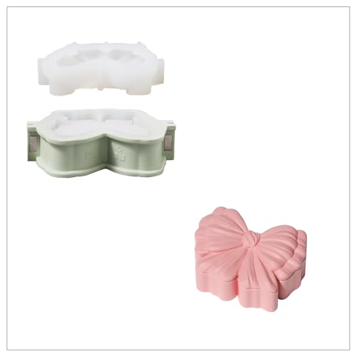 BOOWAN NICOLE Bow Aufbewahrungsbox Beton Gießform,Jesmonite Kerzen Jar Gips Gießformen mit Deckel für DIY Geschenke zum Valentinstag (SH1223) von BOOWAN NICOLE
