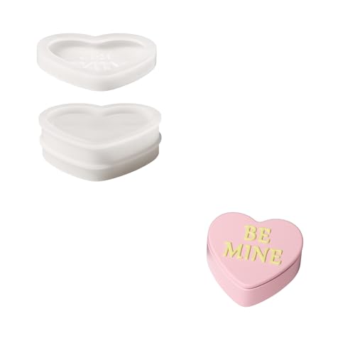 BOOWAN NICOLE Herz Lagerung Jar Beton Gießform Jesmonite Kerzen Jar/Kerzenhalter Dose mit Deckel Gips Silikonform für Kerzenherstellung Handwerk (SH1194-1-5) von BOOWAN NICOLE