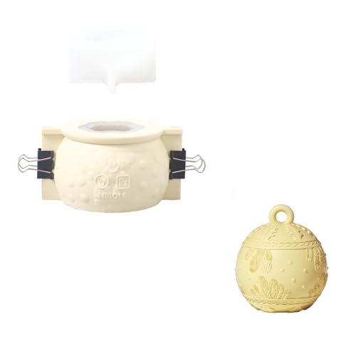 BOOWAN NICOLE Klein Weihnachts Kugel Licht Beton Gießform Kerzengefäße Kerzendosen Silikonform,Spherical Round Jesmonit Kerzenständer/Jar mit Deckel Gips Gießformen fur Deko (SH1123) von BOOWAN NICOLE