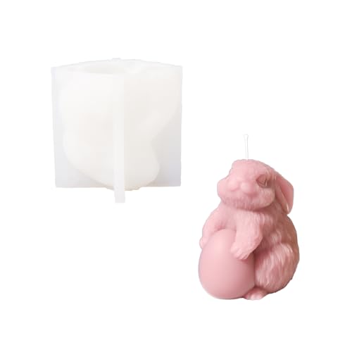 BOOWAN NICOLE Ostern Hase Ei Kerzen Silikonformen Gießformen, 3D Kaninchen Kerzenformen zum Gießen,Bunny Schokoladen Gießform DIY fur Ortendeko Kerzenherstellung Handwerk Ornamente (LZ0668-1) von BOOWAN NICOLE