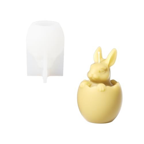 BOOWAN NICOLE Ostern Hase Ei Kerzen Silikonformen Gießformen, 3D Kaninchen Kerzenformen zum Gießen,Bunny Schokoladen Gießform DIY fur Ortendeko Kerzenherstellung Handwerk Ornamente (LZ0669) von BOOWAN NICOLE