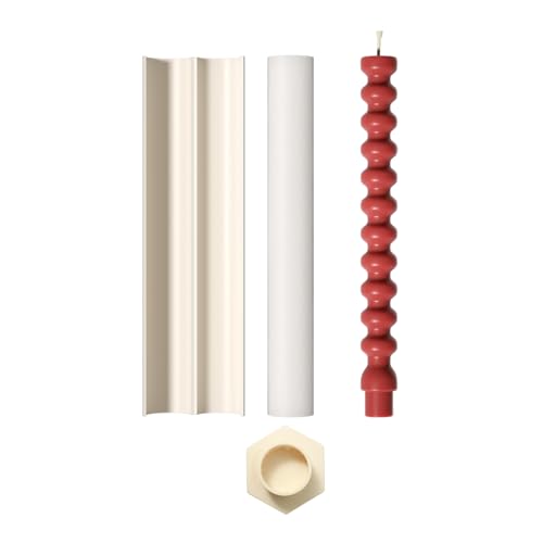 BOOWAN NICOLE Perlenlinie Spitzkerzen Silikonformen Gießformen, Geometrie Lange Kerzen Formen Kerzenwachs Zum Gießen,Stabkerzen Silikon für Kerzenherstellung Handwerk Ornamente (LZ0836) von BOOWAN NICOLE