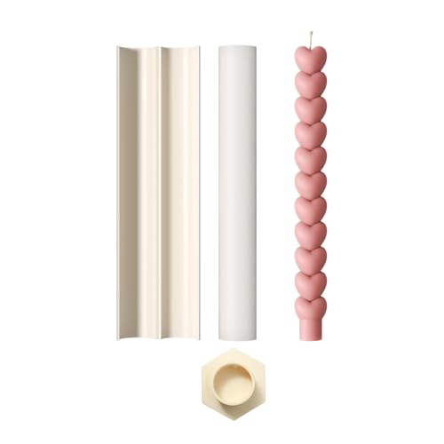 BOOWAN NICOLE Perlenlinie Spitzkerzen Silikonformen Gießformen, Geometrie Lange Kerzen Formen Kerzenwachs Zum Gießen,Stabkerzen Silikon für Kerzenherstellung Handwerk Ornamente (LZ0837) von BOOWAN NICOLE