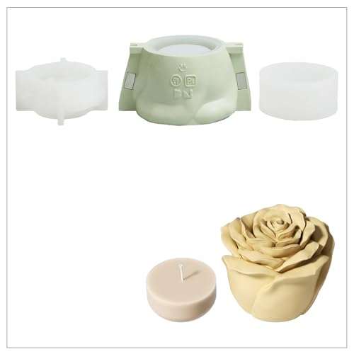 BOOWAN NICOLE Rose Blume Kerzengefäße/Kerze Jar mit Deckel Beton Silikonformen & Kerzen Nachfüll Formen,Jesmonite Kerzenständer Gips Gießformen für Kerzenherstellung Handwerk (SH1238+LZ0893-groß) BOOWAN NICOLE Rose Blume Kerzengefäße/Kerze Jar mit Deckel Beton Silikonformen & Kerzen Nachfüll Formen,Jesmonite Kerzenständer Gips Gießformen für Kerzenherstellung Handwerk (SH1238+LZ0893-groß) von BOOWAN NICOLE