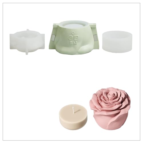 BOOWAN NICOLE Rose Blume Kerzengefäße/Kerze Jar mit Deckel Beton Silikonformen & Kerzen Nachfüll Formen,Jesmonite Kerzenständer Gips Gießformen für Kerzenherstellung Handwerk (SH1239+LZ0894 -Mittel) BOOWAN NICOLE Rose Blume Kerzengefäße/Kerze Jar mit Deckel Beton Silikonformen & Kerzen Nachfüll Formen,Jesmonite Kerzenständer Gips Gießformen für Kerzenherstellung Handwerk (SH1239+LZ0894 -Mittel) von BOOWAN NICOLE