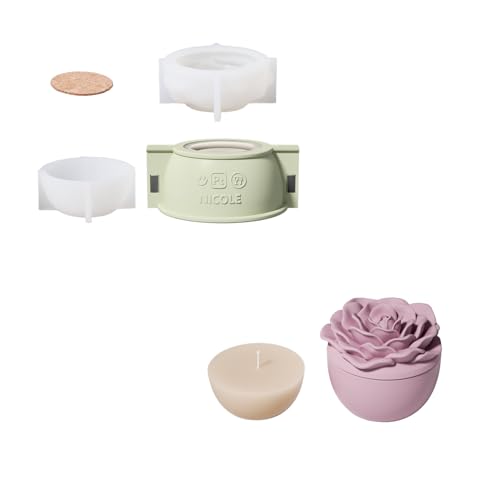 BOOWAN NICOLE Rose Blume Kerzengefäße mit Deckel Beton Silikonformen & 70ML Kerzen Nachfüll Silikonformen,Jesmonite Kerzenständer Gips Gießformen für Kerzenherstellung Handwerk (SH1074+LZ0698) BOOWAN NICOLE Rose Blume Kerzengefäße mit Deckel Beton Silikonformen & 70ML Kerzen Nachfüll Silikonformen,Jesmonite Kerzenständer Gips Gießformen für Kerzenherstellung Handwerk (SH1074+LZ0698) von BOOWAN NICOLE