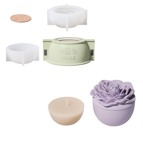 BOOWAN NICOLE Rose Blume Kerzengefäße mit Deckel Beton Silikonformen & 70ML Kerzen Nachfüll Silikonformen,Jesmonite Kerzenständer Gips Gießformen für Kerzenherstellung Handwerk (SH1075+LZ0699) BOOWAN NICOLE Rose Blume Kerzengefäße mit Deckel Beton Silikonformen & 70ML Kerzen Nachfüll Silikonformen,Jesmonite Kerzenständer Gips Gießformen für Kerzenherstellung Handwerk (SH1075+LZ0699) von BOOWAN NICOLE