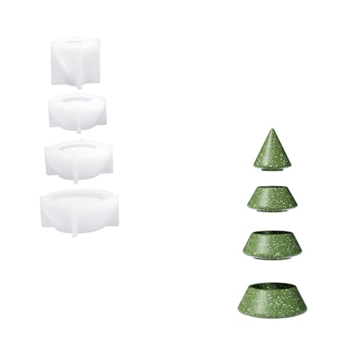 BOOWAN NICOLE Stapeln Weihnachten Weihnachtsbaum Kerzen Jar mit Deckel Beton Silikonformen,Christmas Tree Jesmonite Kerzenständer Gips Gießformen für Weihnachts Deko (SH1127) von BOOWAN NICOLE