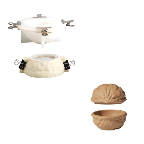 BOOWAN NICOLE Walnüsse Kerzengefäße mit Deckel Beton Silikonformen & Kerzen Nachfüll Silikonformen,Walnut Jesmonite Kerzenständer Gips Gießformen für Kerzenherstellung (KERZEN JAR-SH1232) von BOOWAN NICOLE