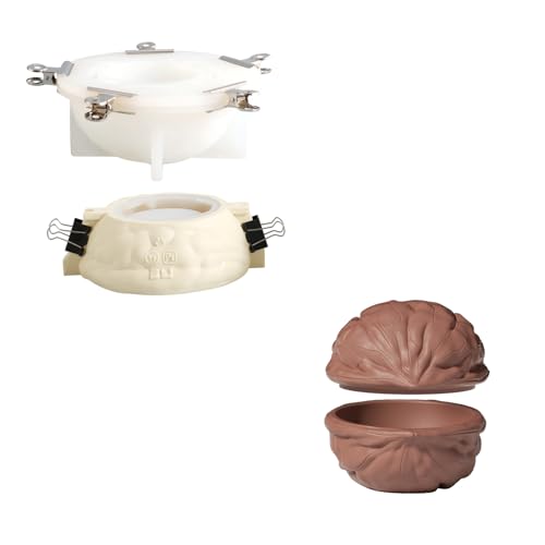 BOOWAN NICOLE Walnüsse Kerzengefäße mit Deckel Beton Silikonformen & Kerzen Nachfüll Silikonformen,Walnut Jesmonite Kerzenständer Gips Gießformen für Kerzenherstellung (KERZEN JAR-SH1233) von BOOWAN NICOLE