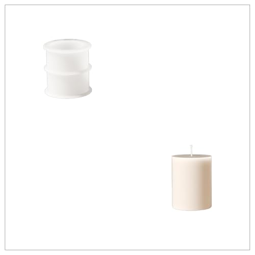 BOOWAN NICOLE Zylindrisch mit einem Muster Kerzengefäße/Kerzen Jar mit Deckel Beton Silikonformen & 9OZ Kerzen Nachfüll Silikonformen, Jesmonite Kerzenständer Gips Gießformen (LZ0852) von BOOWAN NICOLE