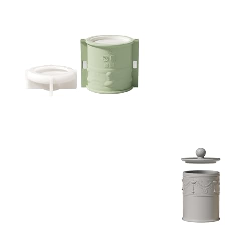BOOWAN NICOLE Zylindrisch mit einem Muster Kerzengefäße/Kerzen Jar mit Deckel Beton Silikonformen & 9OZ Kerzen Nachfüll Silikonformen, Jesmonite Kerzenständer Gips Gießformen (SH1214-1215) von BOOWAN NICOLE