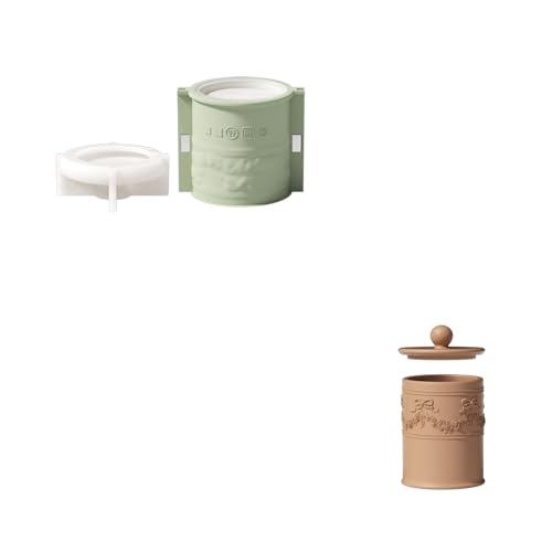 BOOWAN NICOLE Zylindrisch mit einem Muster Kerzengefäße/Kerzen Jar mit Deckel Beton Silikonformen & 9OZ Kerzen Nachfüll Silikonformen, Jesmonite Kerzenständer Gips Gießformen (SH1214-1216) von BOOWAN NICOLE