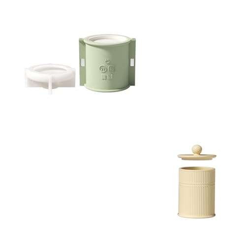BOOWAN NICOLE Zylindrisch mit einem Muster Kerzengefäße/Kerzen Jar mit Deckel Beton Silikonformen & 9OZ Kerzen Nachfüll Silikonformen, Jesmonite Kerzenständer Gips Gießformen (SH1214-1217) von BOOWAN NICOLE