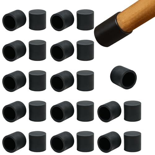 BOPOREAE 25 Stück runde Stuhlbeinkappen, Silikon-Gummi, Möbelbein-Bodenschoner, reduziert Lärm, zusammenklappbar, Metall, Ersatz für Barhocker, Terrasse, Innenbereich, Schwarz von BOPOREAE