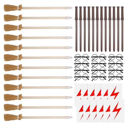 48 Stück Zauberstab Und Hexenbesen Bleistifte Set, Zauberer Partyzubehör Set, Zauberstab Zauberbesen Bleistifte Set, Zauberstab Bleistifte, Rundem Rahmen Ohne Gläser+Blitz Tattoos Für Magische Partys 48 Stück Zauberstab Und Hexenbesen Bleistifte Set, Zauberer Partyzubehör Set, Zauberstab Zauberbesen Bleistifte Set, Zauberstab Bleistifte, Rundem Rahmen Ohne Gläser+Blitz Tattoos Für Magische Partys von BORDEAG