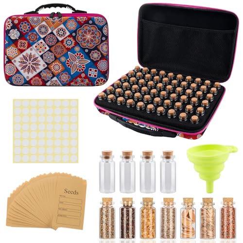 60 Slots Saatgut Aufbewahrungsbox,Seed Storage Organizer mit 60 Glas Flaschen,Trichter,Etikett,Saatgut Aufbewahrung Mit Reißverschluss,Samen Organizer,für Gemüse,Blumensamen,Diamond Painting Zubehör 60 Slots Saatgut Aufbewahrungsbox,Seed Storage Organizer mit 60 Glas Flaschen,Trichter,Etikett,Saatgut Aufbewahrung Mit Reißverschluss,Samen Organizer,für Gemüse,Blumensamen,Diamond Painting Zubehör von BORDEAG