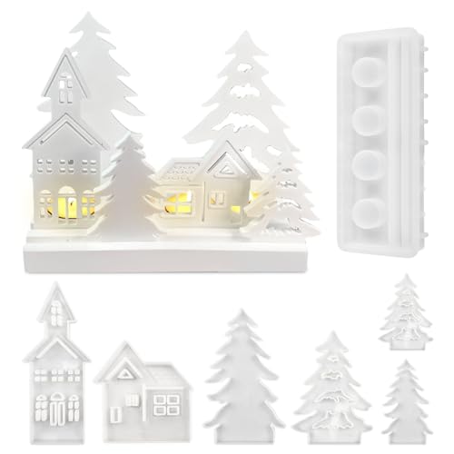 7-Teiliges Set Silikonformen: Gießformen Häuser, Haus, Kerzenhalter, Weihnachten, Baum - Kreative DIY Gießform für Gips, Handwerk 7-Teiliges Set Silikonformen: Gießformen Häuser, Haus, Kerzenhalter, Weihnachten, Baum - Kreative DIY Gießform für Gips, Handwerk von BORDEAG