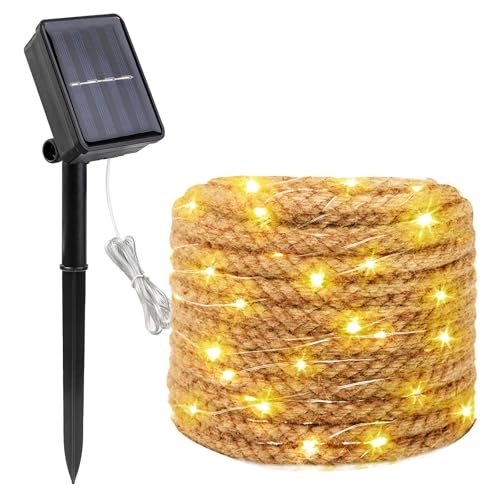 BORDEAG Solar Lichterkette Aussen mit Seil, 7M 100 LED Lichterkette Außen Solar, Sisalstern Solarlichterkette Außen Wetterfest mit 8 Blinkenden Modi für Outdoor Deko Garten Terrasse Balkon, Warmweiß BORDEAG Solar Lichterkette Aussen mit Seil, 7M 100 LED Lichterkette Außen Solar, Sisalstern Solarlichterkette Außen Wetterfest mit 8 Blinkenden Modi für Outdoor Deko Garten Terrasse Balkon, Warmweiß von BORDEAG