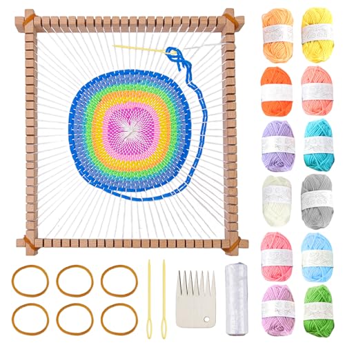 BORDEAG Webrahmen DIY Holz, Webstuhl für Erwachsene, Webrahmen Set mit 12 Farben Wolle Rahmen Garn Nadel Webkamm für Anfänger, 28 x 25 cm BORDEAG Webrahmen DIY Holz, Webstuhl für Erwachsene, Webrahmen Set mit 12 Farben Wolle Rahmen Garn Nadel Webkamm für Anfänger, 28 x 25 cm von BORDEAG