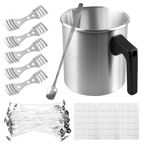 Kerzenherstellung Topf, Kerzenherstellung Kit mit 60 Kerzendochte, 1 Löffel, 5 Kerzendochthalter, DIY Wachsschmelztiegel, 1.2L Candle Melting Pot mit Hitzebeständigem Griff, Kerzen Selber Machen Set Kerzenherstellung Topf, Kerzenherstellung Kit mit 60 Kerzendochte, 1 Löffel, 5 Kerzendochthalter, DIY Wachsschmelztiegel, 1.2L Candle Melting Pot mit Hitzebeständigem Griff, Kerzen Selber Machen Set von BORDEAG