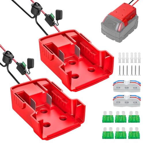 Power Wheels Adapter, 2 Stück Power Wheel Adapter, Batterieadapter für Milwaukee 18V Lithium-Akku mit Schalter Sicherungshalter, Akku-Adapter, Power-Converter für DIY Ride On Truck, RC Toys, Robotik von BORDEAG