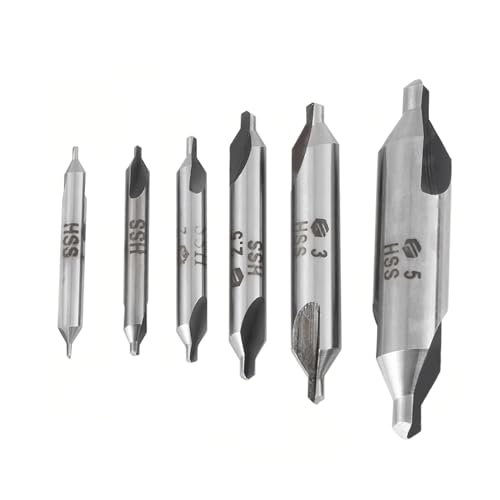 6 Stücke HSS Zentrierbohrer Set, 1/1.5/2/2.5/3/5mm 60 Grad Zentrum Bohrer Senker Drehmaschine Kombiniert Werkzeugsatz für Drehmaschine Metallbearbeitung von BORDSTRACT