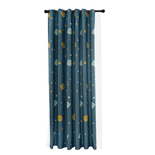 BORDSTRACT Blue Planets Vorhänge, Polyester-Schattierungsvorhang für Zuhause Balkon Jungen Schlafzimmer Wohnzimmer Fenster Dekor(1 Stück Vorhang) von BORDSTRACT
