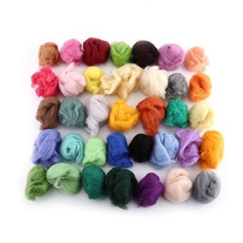 BORDSTRACT Wollfaser Zum Nadelfilzen Und Handspinnen – 36 Farben aus Gefärbter Roving-Schafwolle von BORDSTRACT