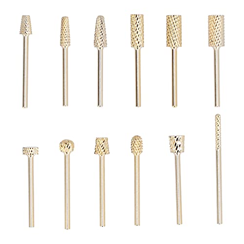 Schleif kopf, 12PCS Wolfram Stahl Verschleiß Wärme gravur und Polier kopf für Holz bearbeitung (Golden) von BORDSTRACT