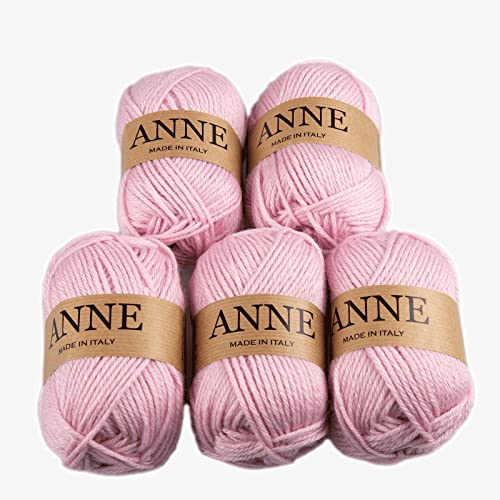 5 x 50 Gramm Garn 50% Schurwolle 50% Acryl Strickgarn Strickwolle Hergestellt in Italien (rosa 276) von BORGO DE' PAZZI FIRENZE