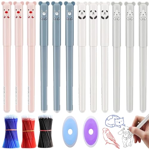 BORISCA 12 Stück Schwarz Cartoon Radierbarer Kugelschreiber mit 24 Minen und 2 Radiergummis, Gelstifte Radierbar 0,35 mm Radierbare Stifte Panda, Wegradierbare Stifte Geeignet für Erwachsene Kinder BORISCA 12 Stück Schwarz Cartoon Radierbarer Kugelschreiber mit 24 Minen und 2 Radiergummis, Gelstifte Radierbar 0,35 mm Radierbare Stifte Panda, Wegradierbare Stifte Geeignet für Erwachsene Kinder von BORISCA