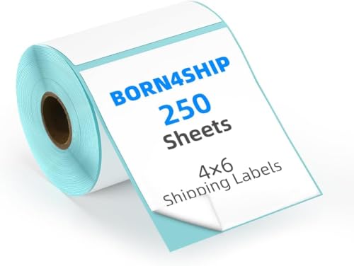 BORN4SHIP 1 Rollen Thermoetikett - 4 "x 6" Versandetikett 250Pcs - Selbstklebendes Etikett - Thermopapier Versandetiketten für Labeldrucker von BORN4SHIP