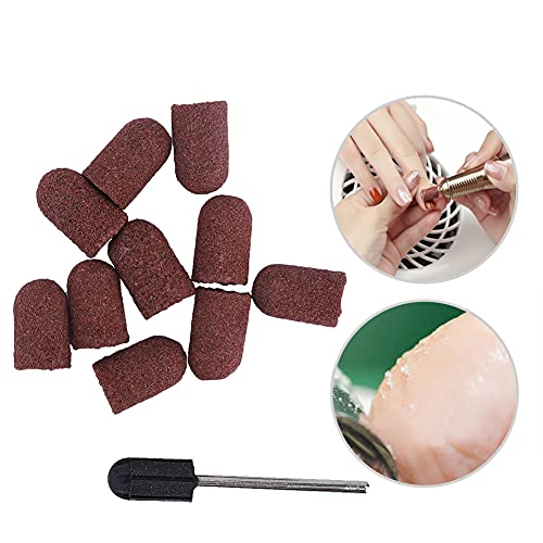 BOROCO 2 Typen 10pcs Nagelschleifer Schleifkappe Politur-Dediziertes Kopfsandwerkzeug für Maniküre und Pediküre, Hochwertiger Fein (7 * 13) von BOROCO