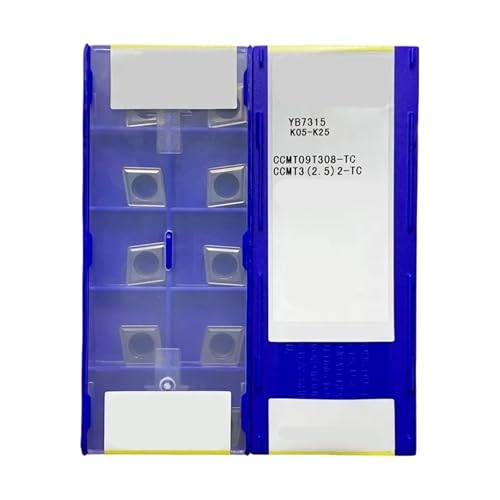 Drehmesser aus Metall, 10 Stück, CCMT060204-TC CCMT09T308-TC CCMT120408-TC YB7315 Außendrehwerkzeug für Drehmaschinen aus Hartlegierung (CCMT09T308-TC YB7315) von BORRGTU