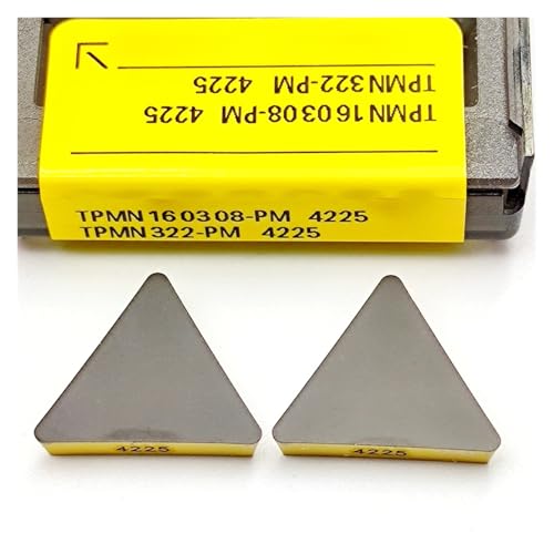 Drehmesser aus Metall, 10 Stück, TPMN160308, TPMN220408, PM4225, Werkzeug zum Fräsen aus Hartlegierung, Werkzeug zum externen Drehen, Klinge für Drehmaschine (TPMN160308 PM4225) von BORRGTU