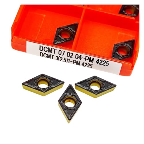 Drehmesser aus Metall 10 Stück DCMT070204 DCMT11T304 DCMT11T308-PM4225 Werkzeuge für Außendrehwerkzeug Hartlegierung Drehmaschine Balde-Drehwerkzeug (DCMT 070204-PM4225) von BORRGTU